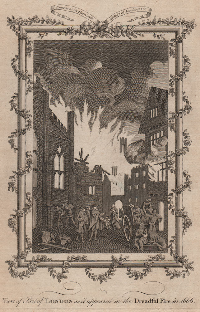 GREAT FIRE OF LONDON 'in the Dreadful Fire in 1666'. HARRISON 1775 old print